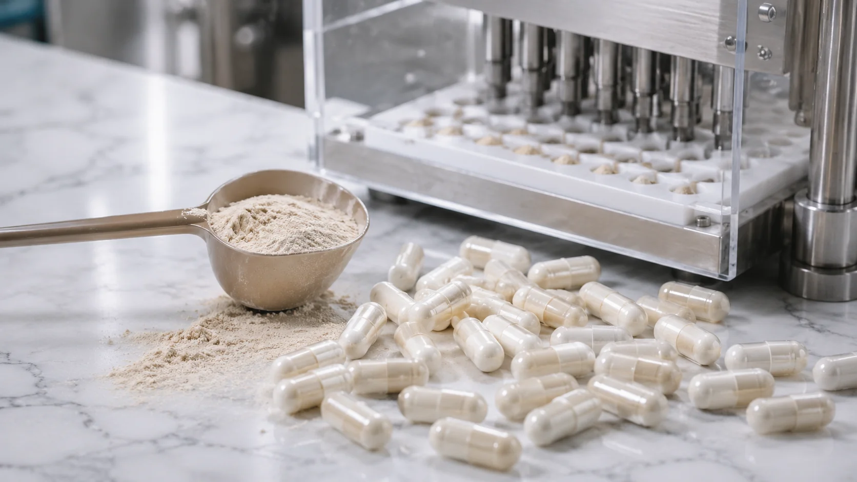 Bulk supplement powder and capsules used in custom formulation